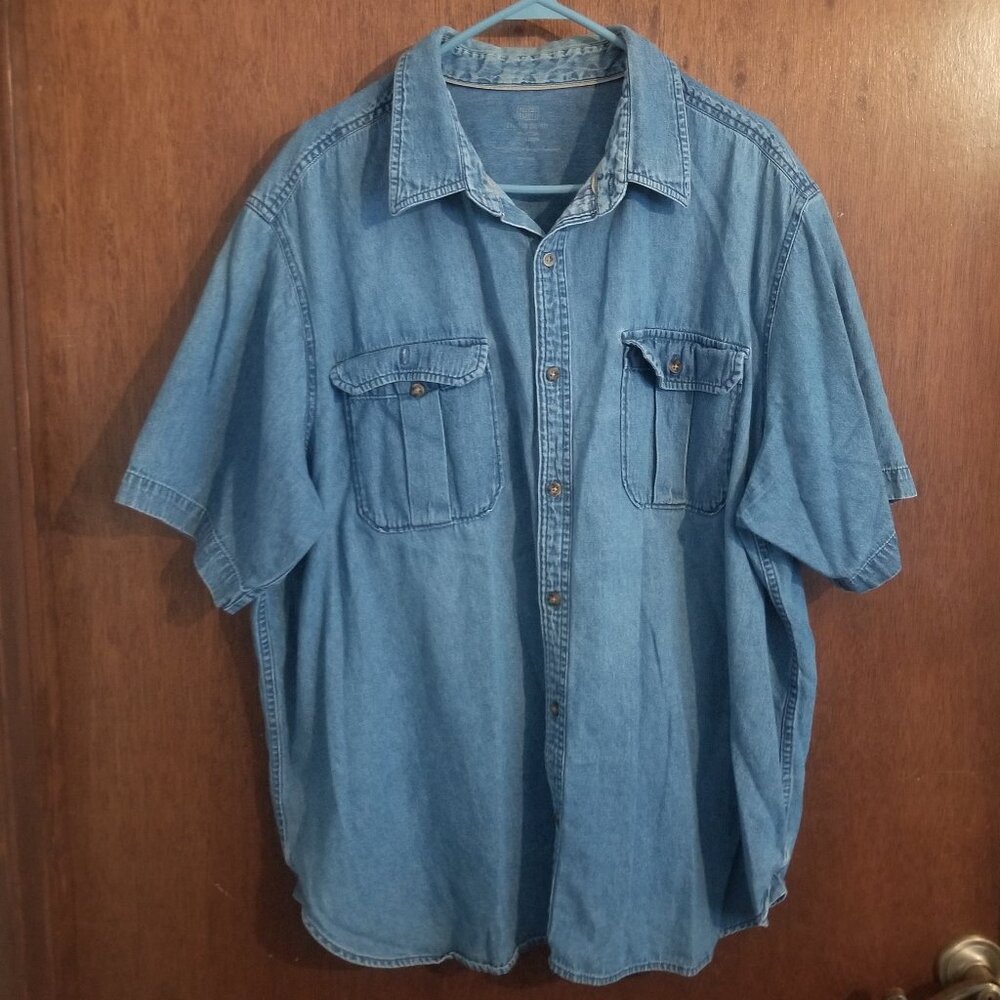 blue Faded Glory 2XL cotton men's shirt with pleated pockets
